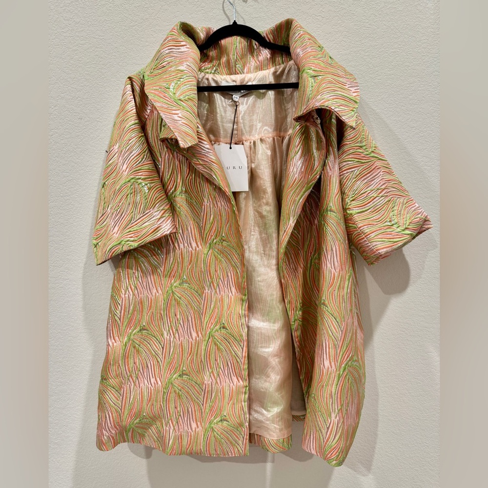 Buru Car Coat Rainbow Sherbet NWT